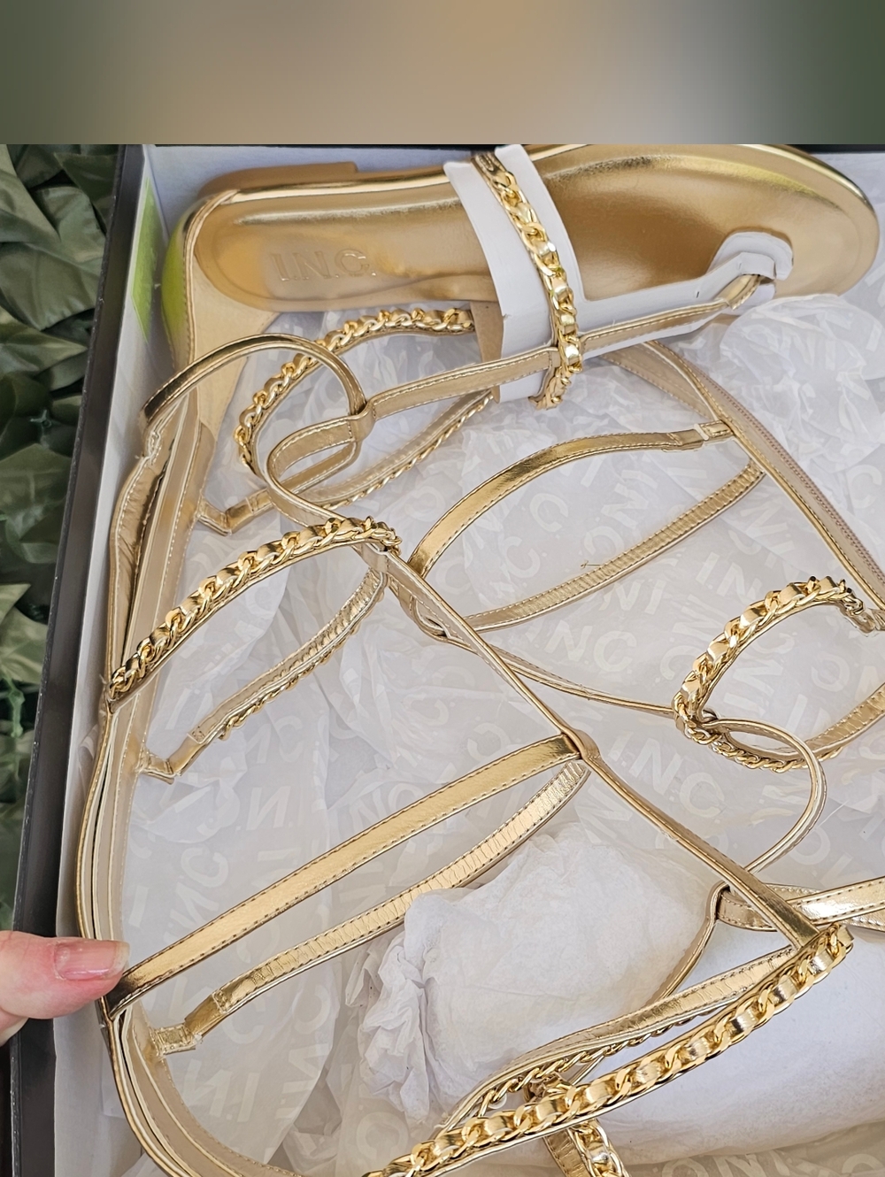 INC International Concepts Metallic Gold Strappy Gladiator Sandals 5.5 M NIB - Picture 11 of 15